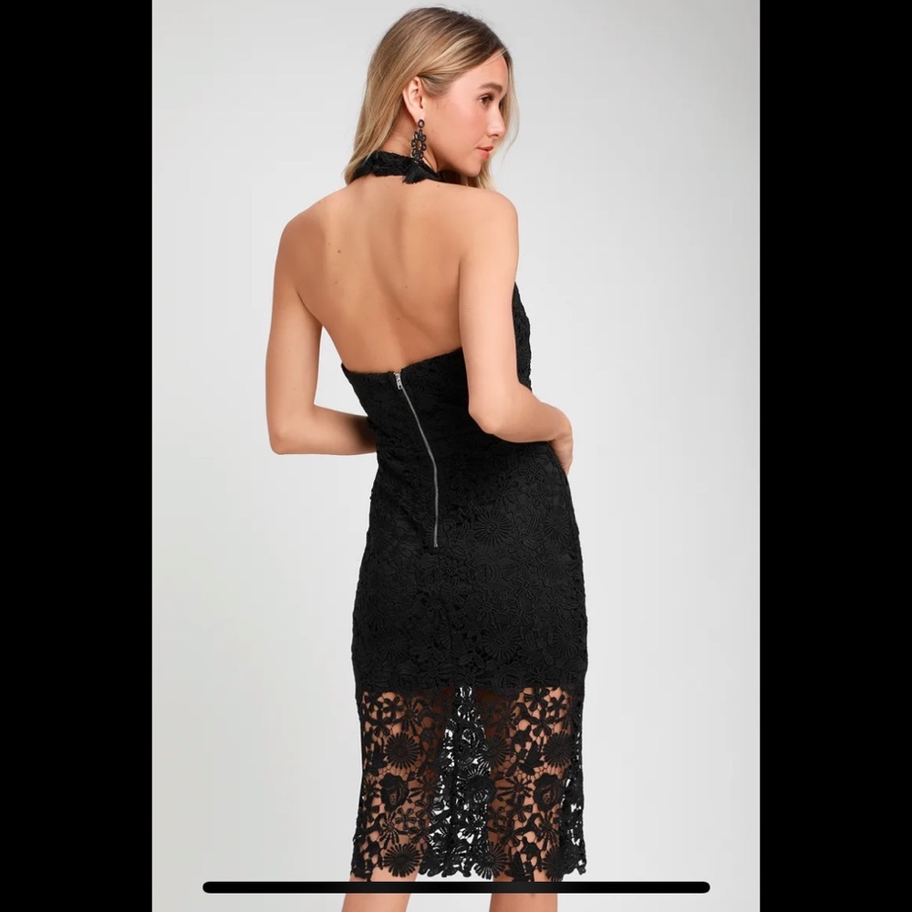 Lulu’s Black Lace Halter Midi Dress (M) - Picture 2 of 4